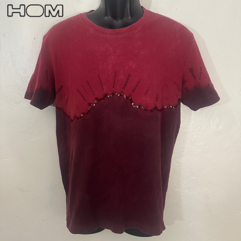 HOM Sequined T Shirt XL runs small Gently worn 21" armpit to armpit Cotton blend